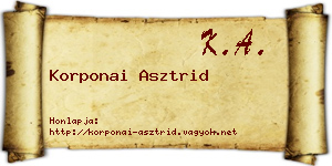 Korponai Asztrid névjegykártya